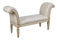 Dennis & Leen for Formations Gustavian Style Scroll Arm Painted Bench