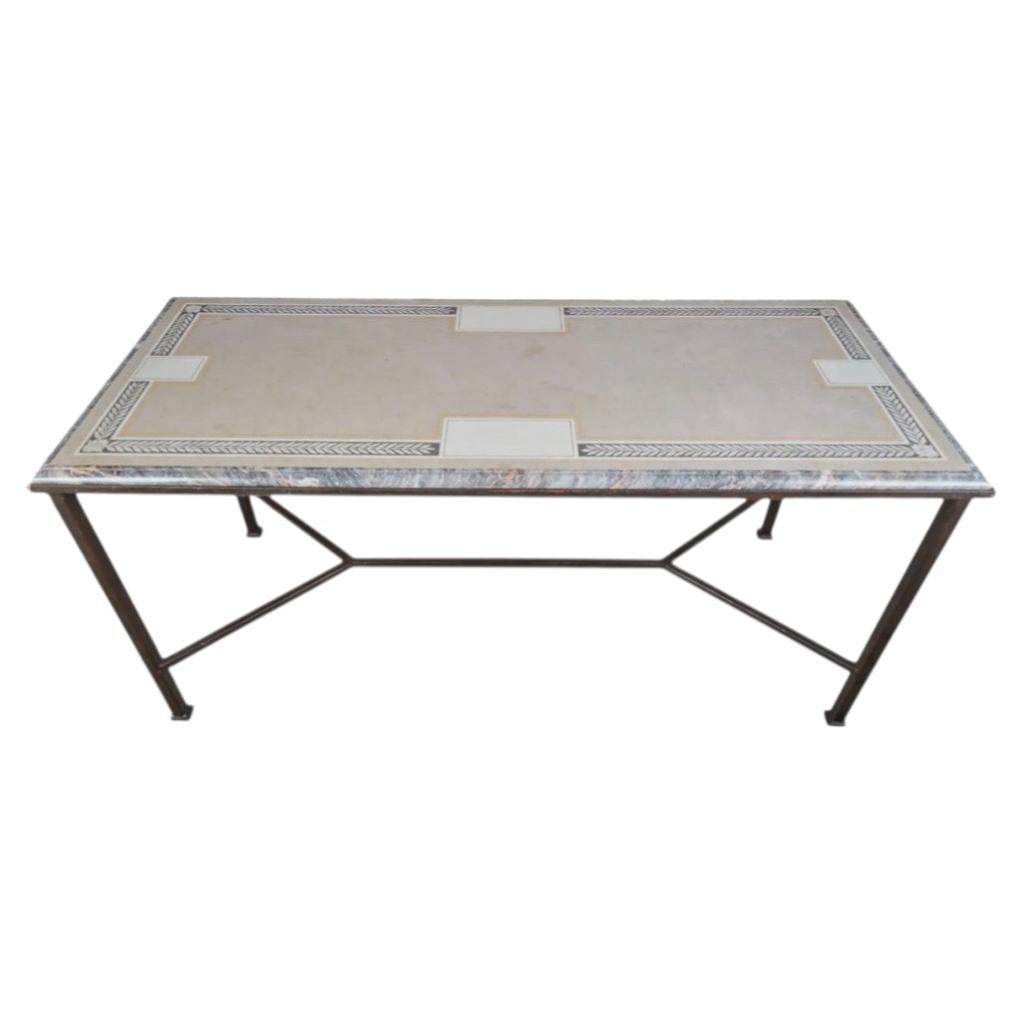 Dennis & Leen Formations Table en fer forgé italien et marbre de Scagliola en vente