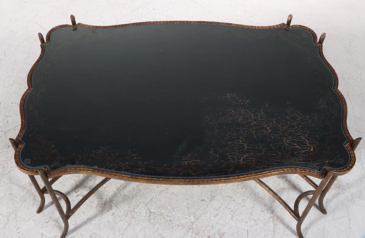 Chinoiserie Dennis & Leen Gilt Bronze Faux Bois Tray Coffee Table