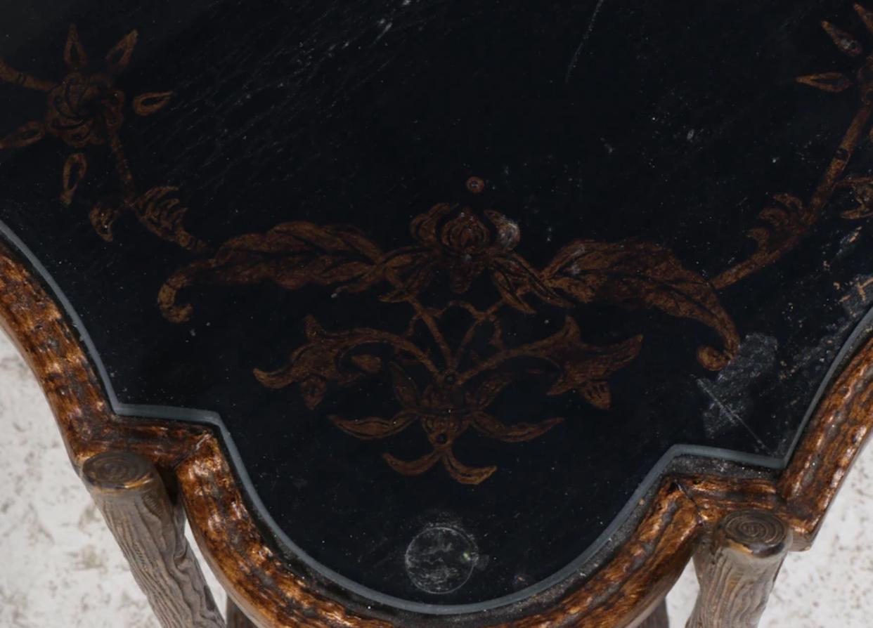 American Dennis & Leen Gilt Bronze Faux Bois Tray Coffee Table