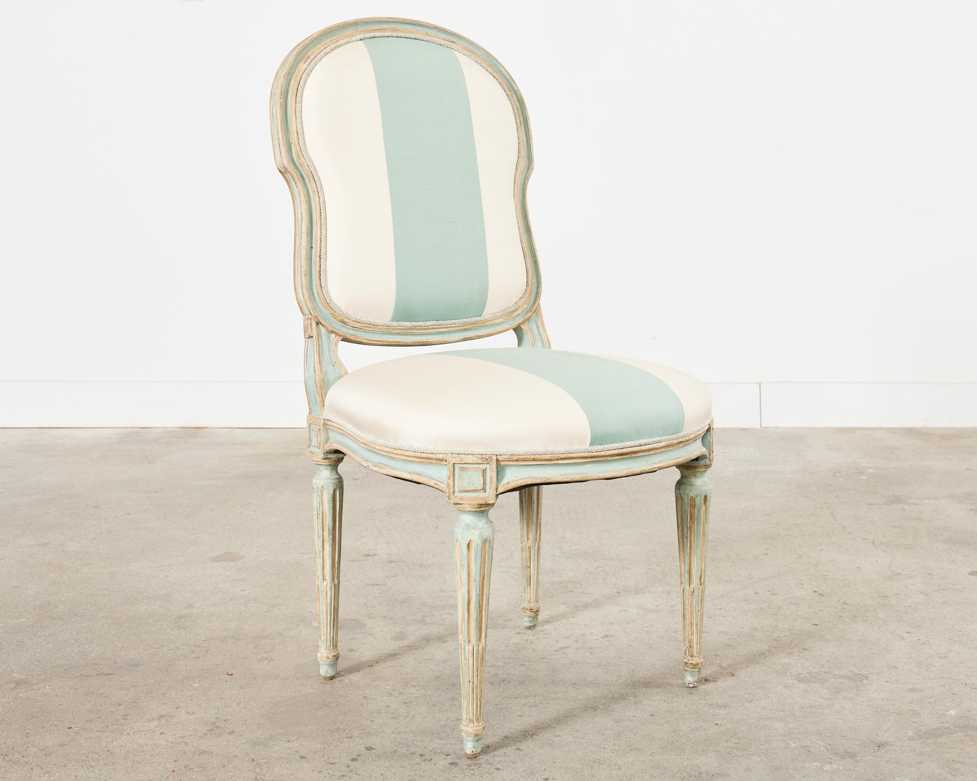 American Dennis & Leen Louis XVI Style Painted Dining Chair For Sale