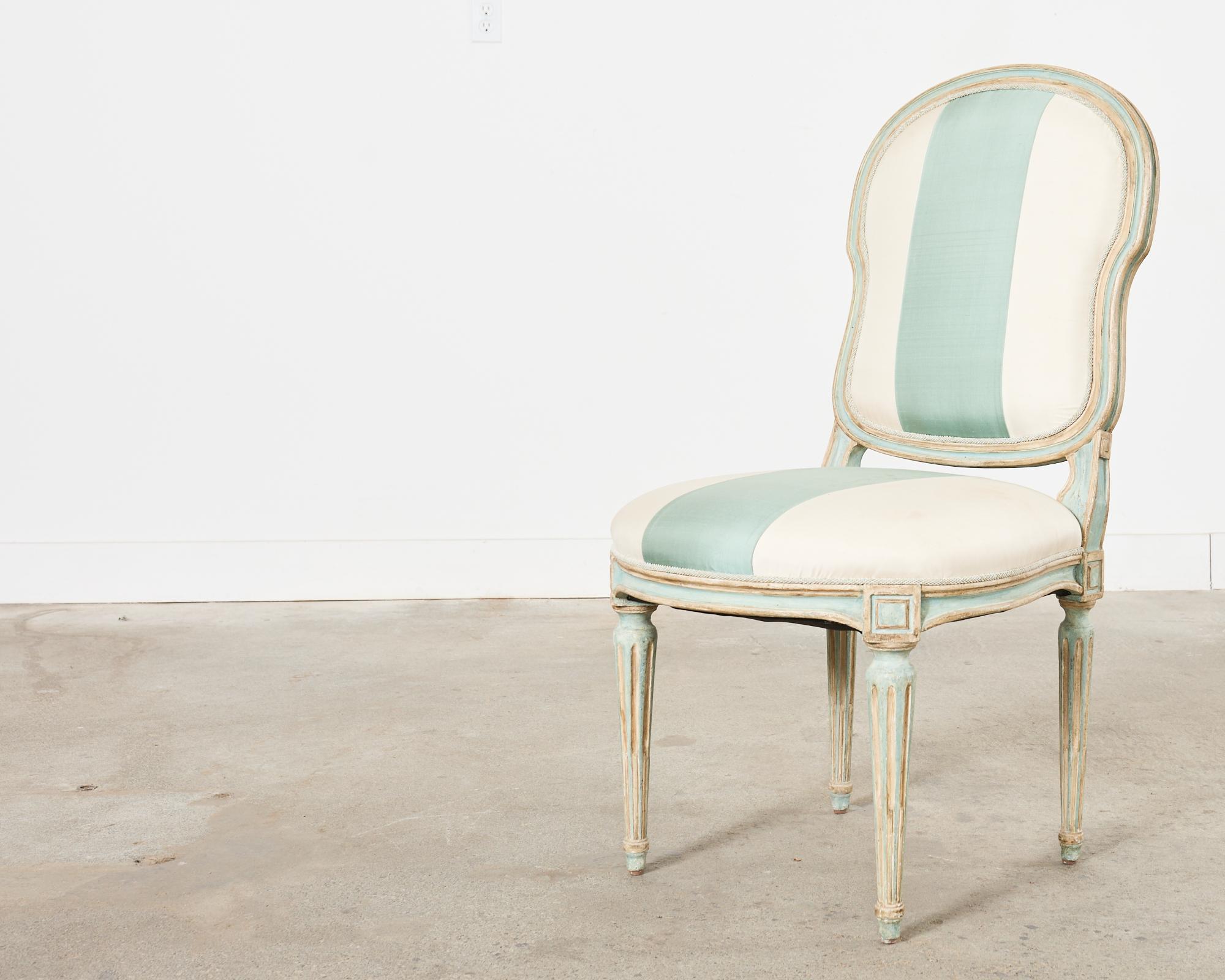 Hand-Crafted Dennis & Leen Louis XVI Style Painted Dining Chair For Sale
