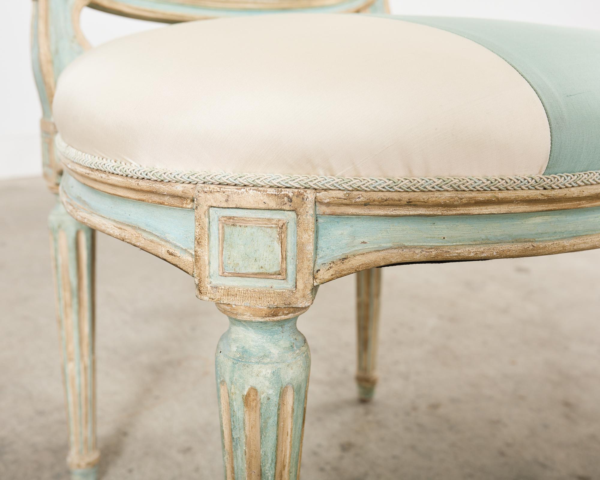 Silk Dennis & Leen Louis XVI Style Painted Dining Chair For Sale