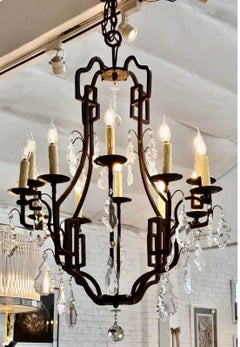 Dennis & Leen Montalvo Wrought Iron & Crystal Chandelier