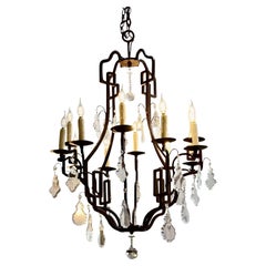 Dennis & Leen Montalvo Wrought Iron & Crystal Chandelier