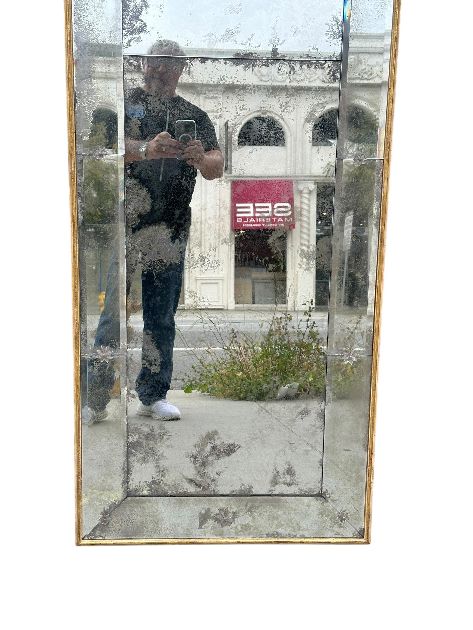 Contemporary Dennis & Leen Queen Anne Giltwood Sectioned Mercury Glass Mirror