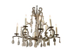 Dennis & Leen Rock Crystal & Beaded Wrought Iron Chateau Chandelier
