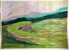 Großes abstraktes Landschaftsgemälde, pastellfarben, Zeichnung, Gemälde des Künstlers Megan #10 aus San Francisco