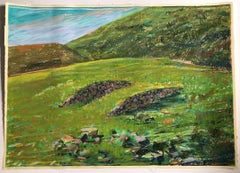 Großes abstraktes Landschaftsgemälde, pastellfarben, Zeichnung, Gemälde des Künstlers Megan #13 aus San Francisco