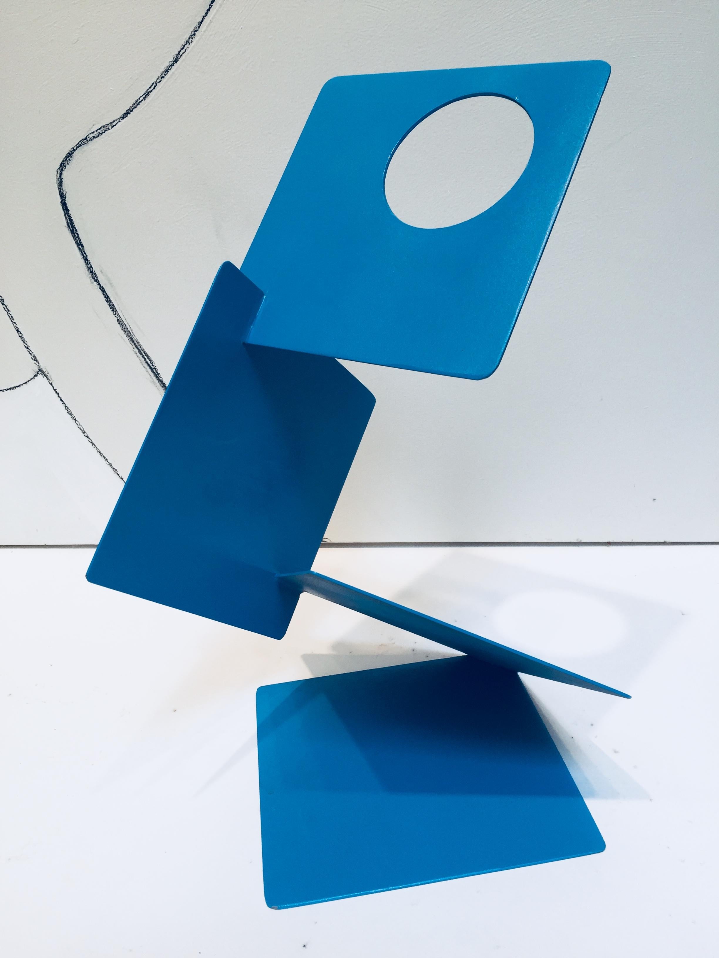 Dennis Leri Abstract Sculpture - Blue Squares 
