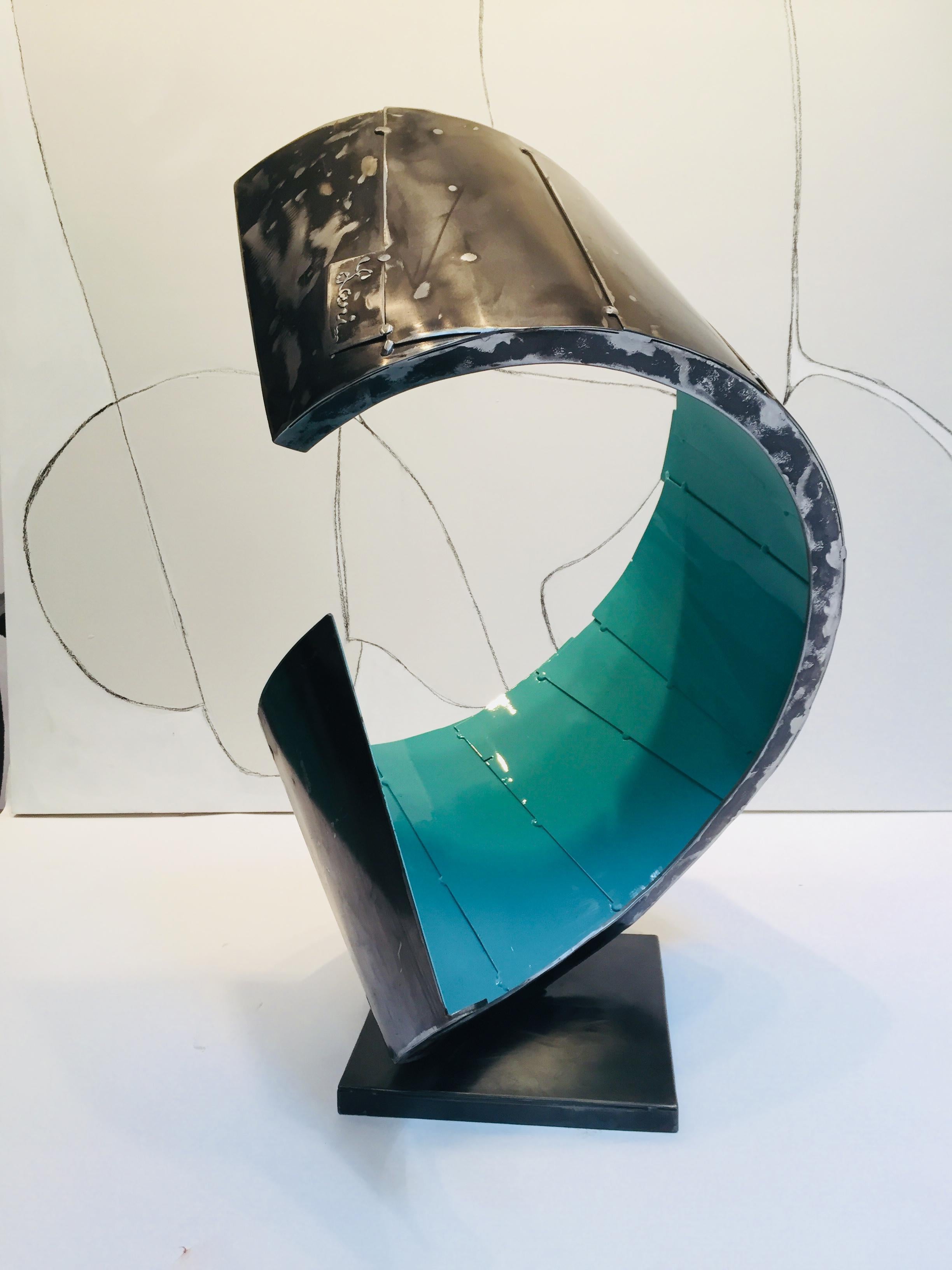 Turquoise Curl - Sculpture by Dennis Leri
