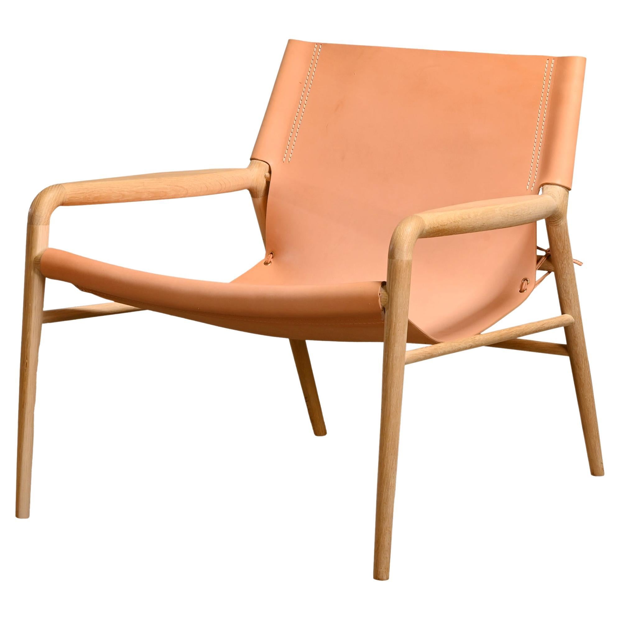 Dennis Marquart Rama Chair in Natural Leather and Oak for Oxdenmarq For Sale