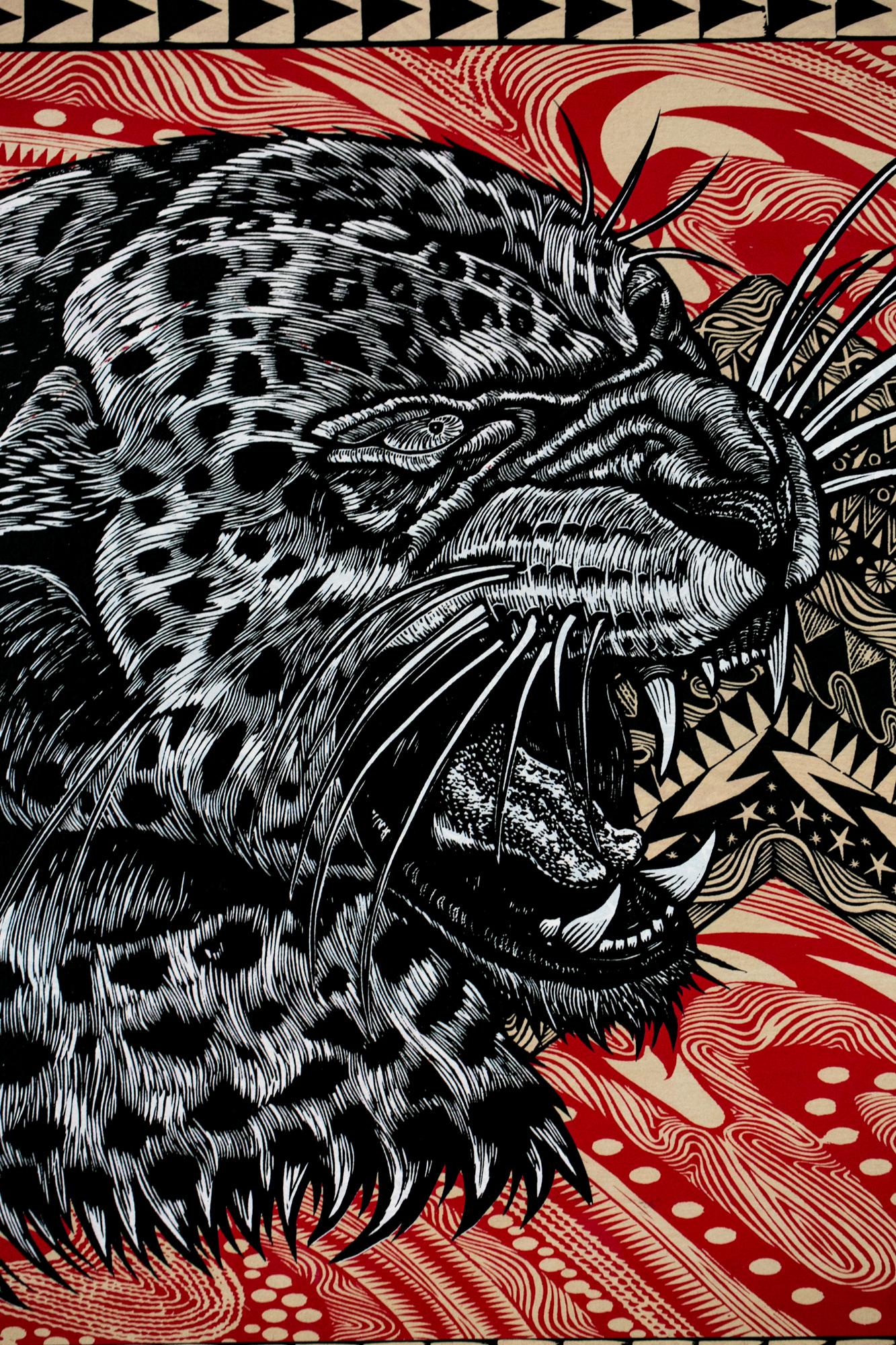 Kinetic Snow Leopard II - Print by Dennis McNett