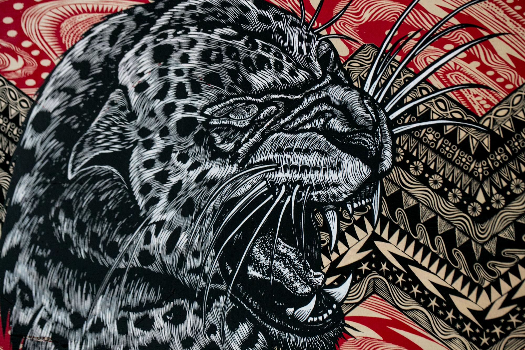Kinetic Snow Leopard II - Black Animal Print by Dennis McNett
