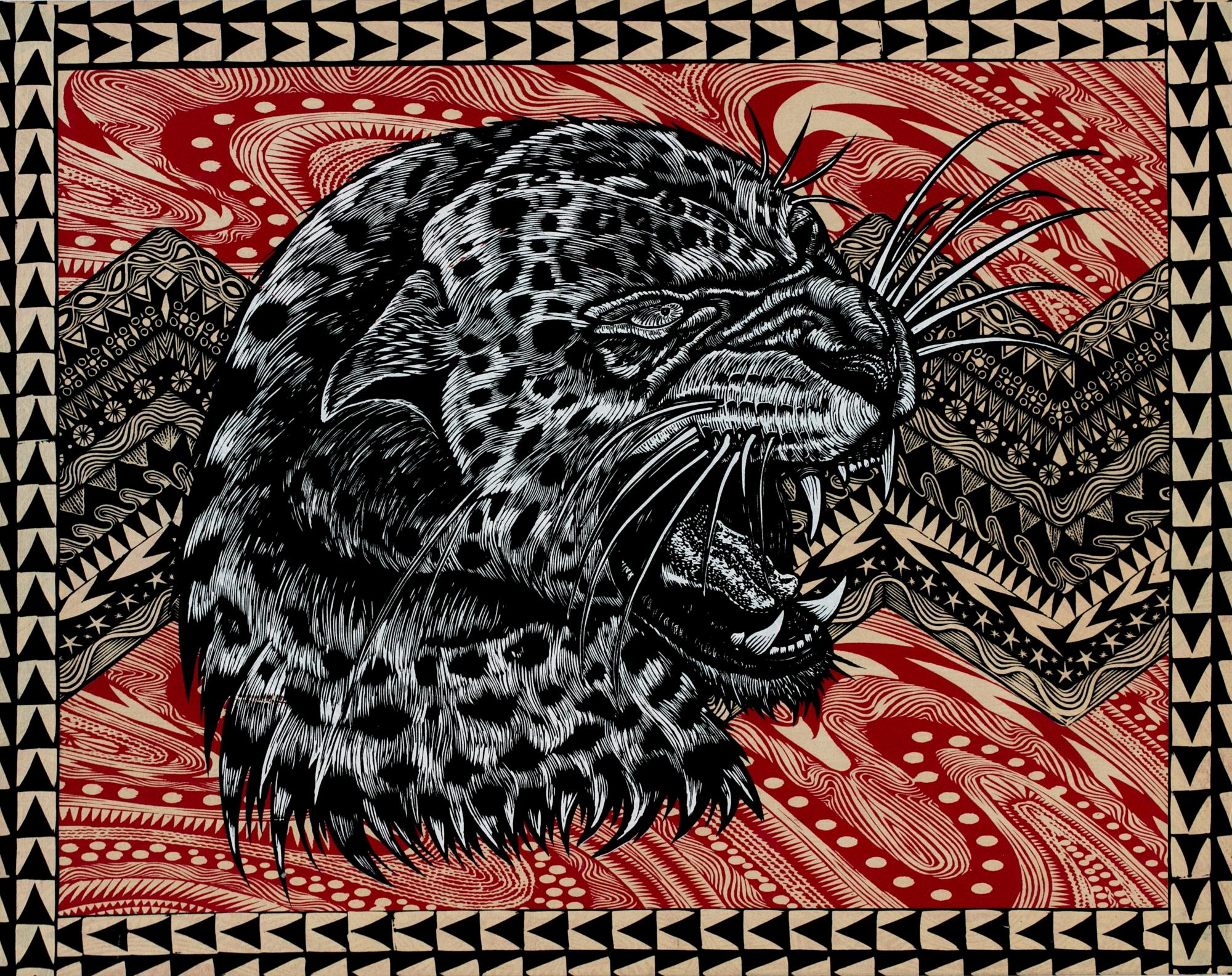 Animal Print Dennis McNett - Le léopard de neige cinétique II