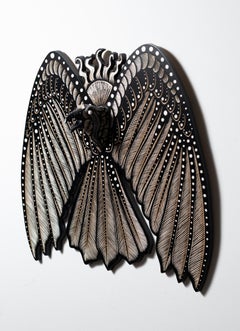 "Nuevo día", Talla de madera, Pájaro en vuelo, motivo sol, Relieve, Escultura moldeada