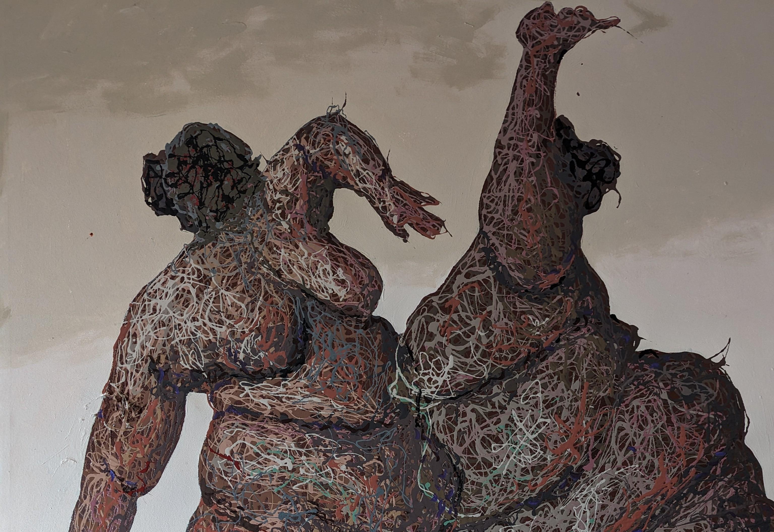 Compadre 1 - 21° secolo, Contemporaneo, Figurativo, Neo-espressionismo, Smalto - Painting di Dennis Onofua