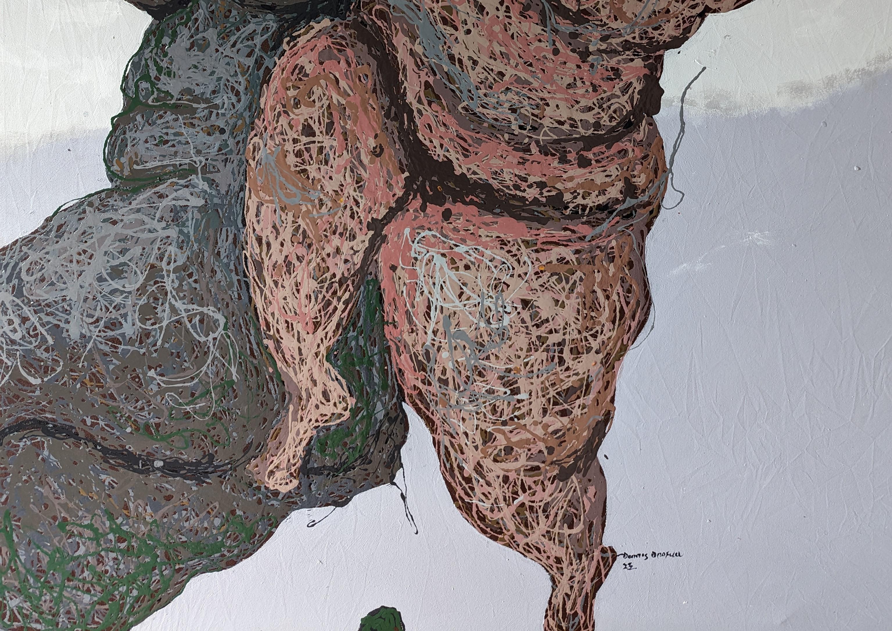 Compadre 2 - XXI secolo, Contemporaneo, Figurativo, Neo-espressionismo, Smalto - Figurative Painting Grigio di Dennis Onofua