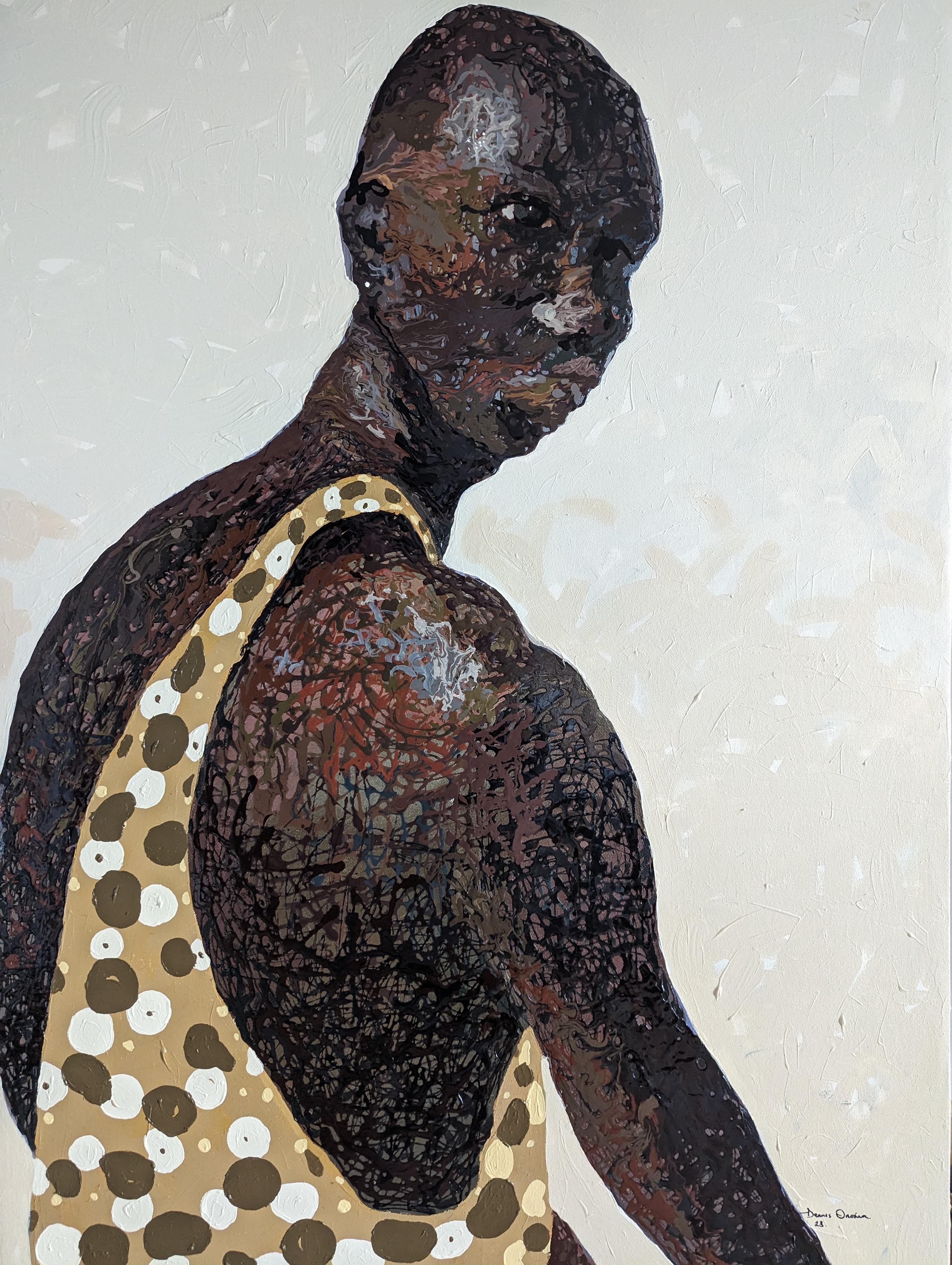 Vivere per il presente 1 - 21° secolo, contemporaneo, figurativo, neo-espressionismo - Painting di Dennis Onofua