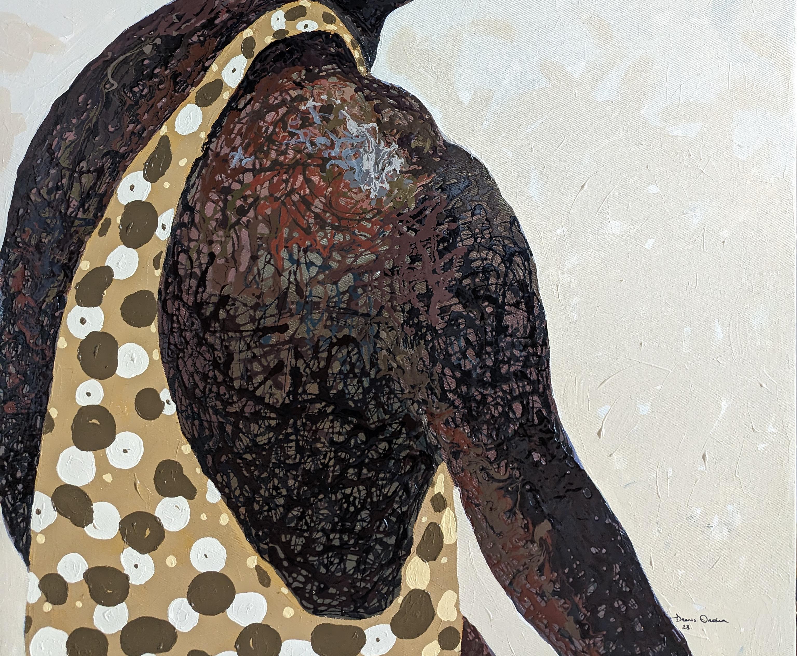 Vivere per il presente 1 - 21° secolo, contemporaneo, figurativo, neo-espressionismo - Painting Contemporaneo di Dennis Onofua