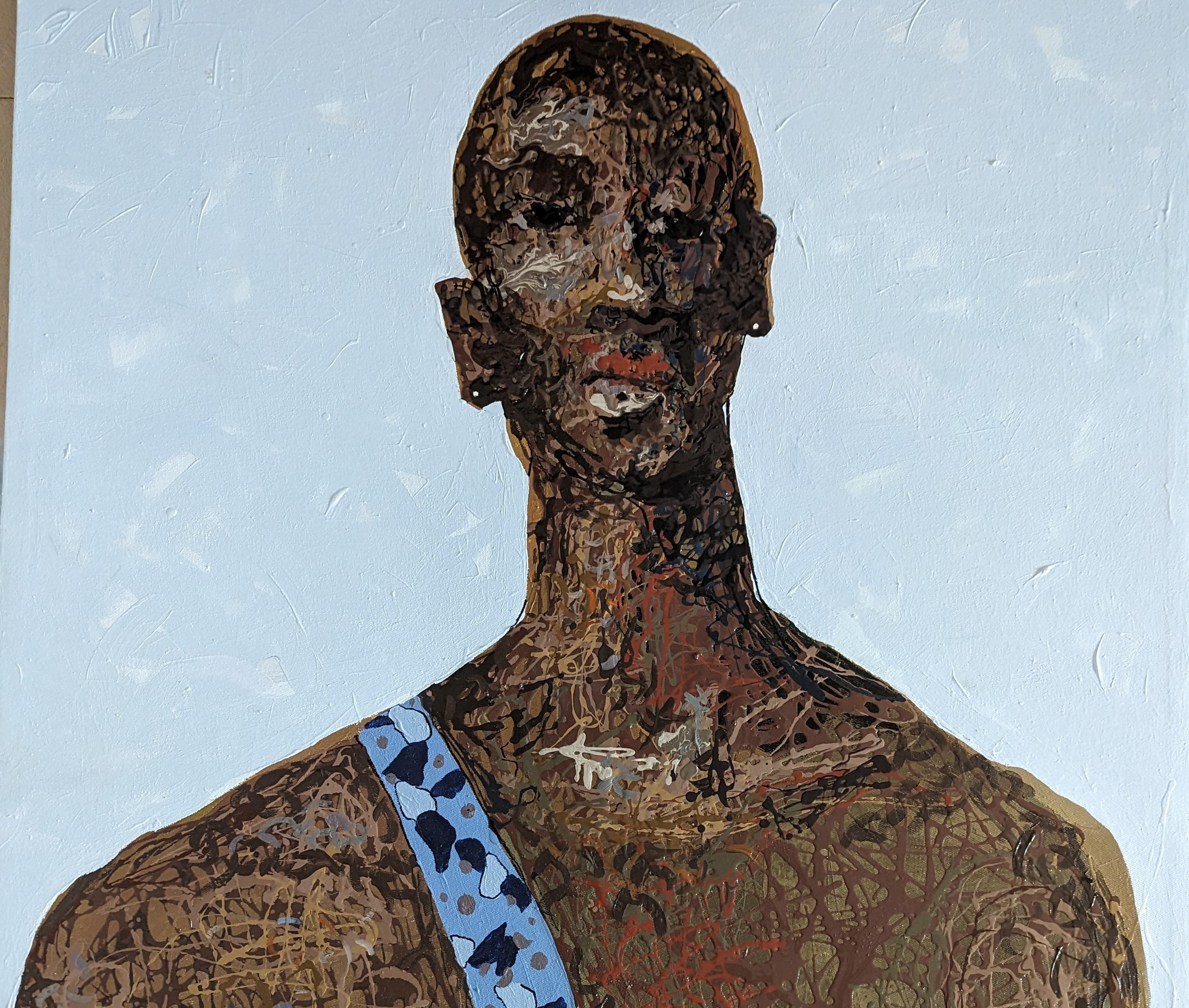 Vivere per il presente 2 - 21° secolo, contemporaneo, figurativo, neo-espressionismo - Painting di Dennis Onofua