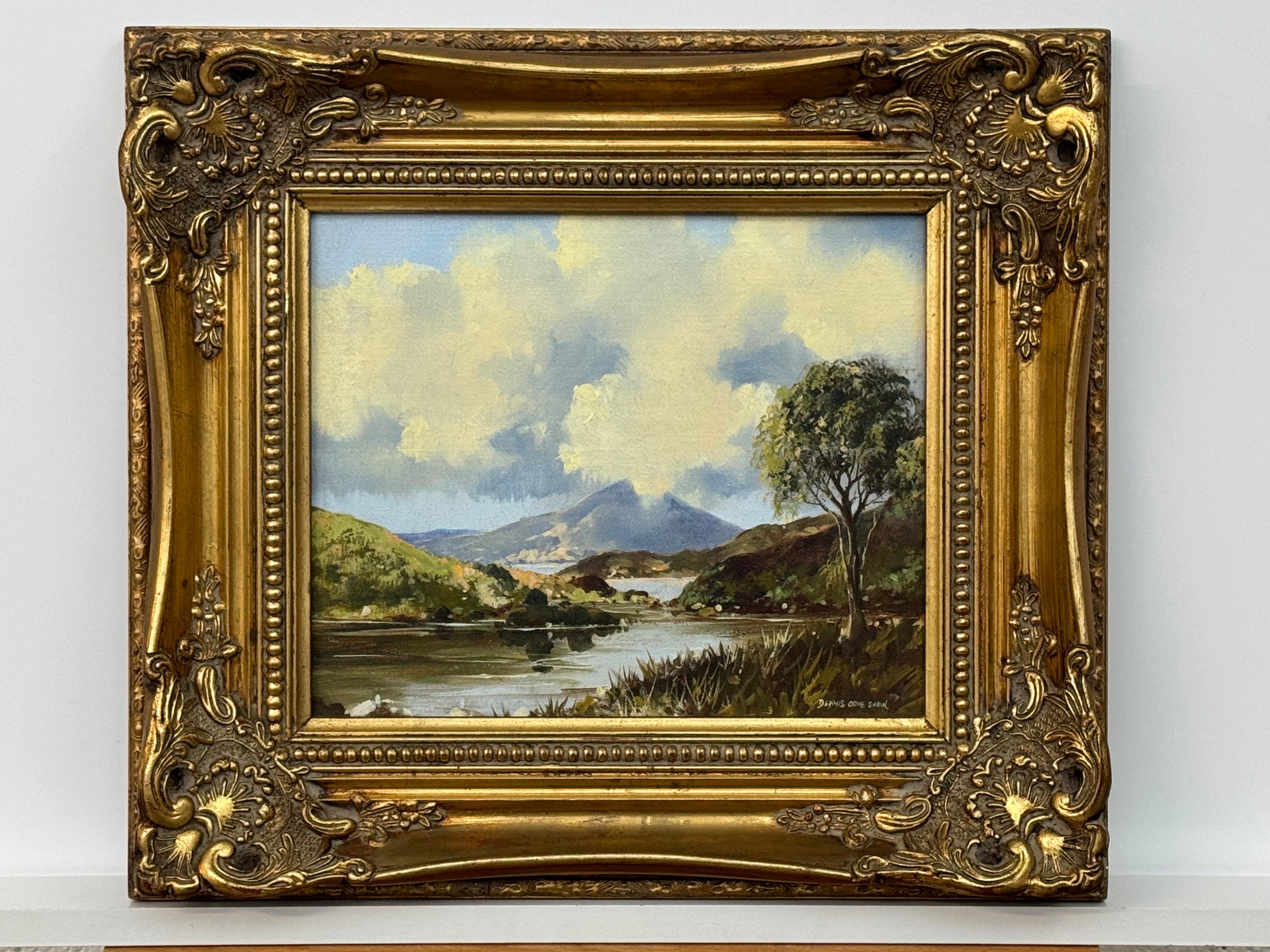 Montagna e lago nella campagna irlandese - Pittura ad olio di un artista nordirlandese - Painting di Dennis Orme Shaw