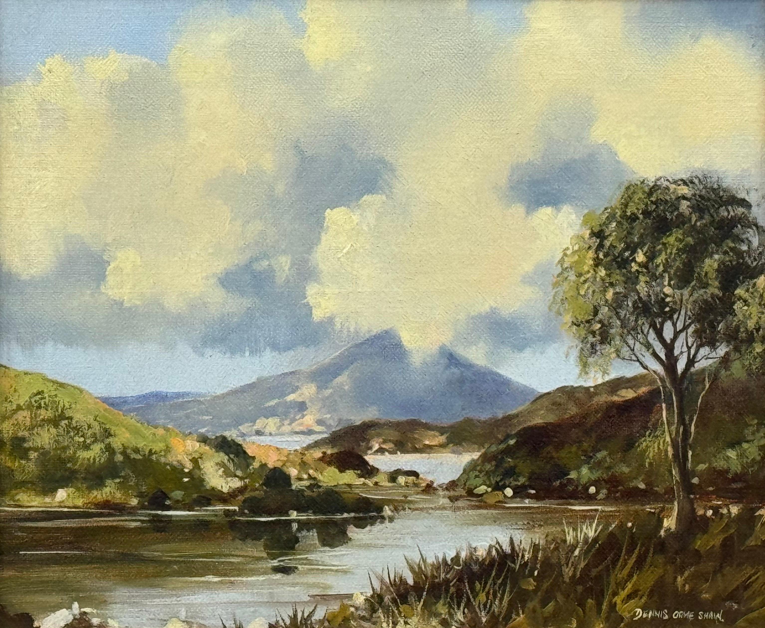 Montagna e lago nella campagna irlandese - Pittura a olio dell'artista nordirlandese Dennis Orme Shaw 

L'arte misura 12 x 10 pollici 
La cornice misura 18 x 16 pollici 

Dennis Orme Shaw è nato a Cookstown, nell'Irlanda del Nord, nel 1944. Ha