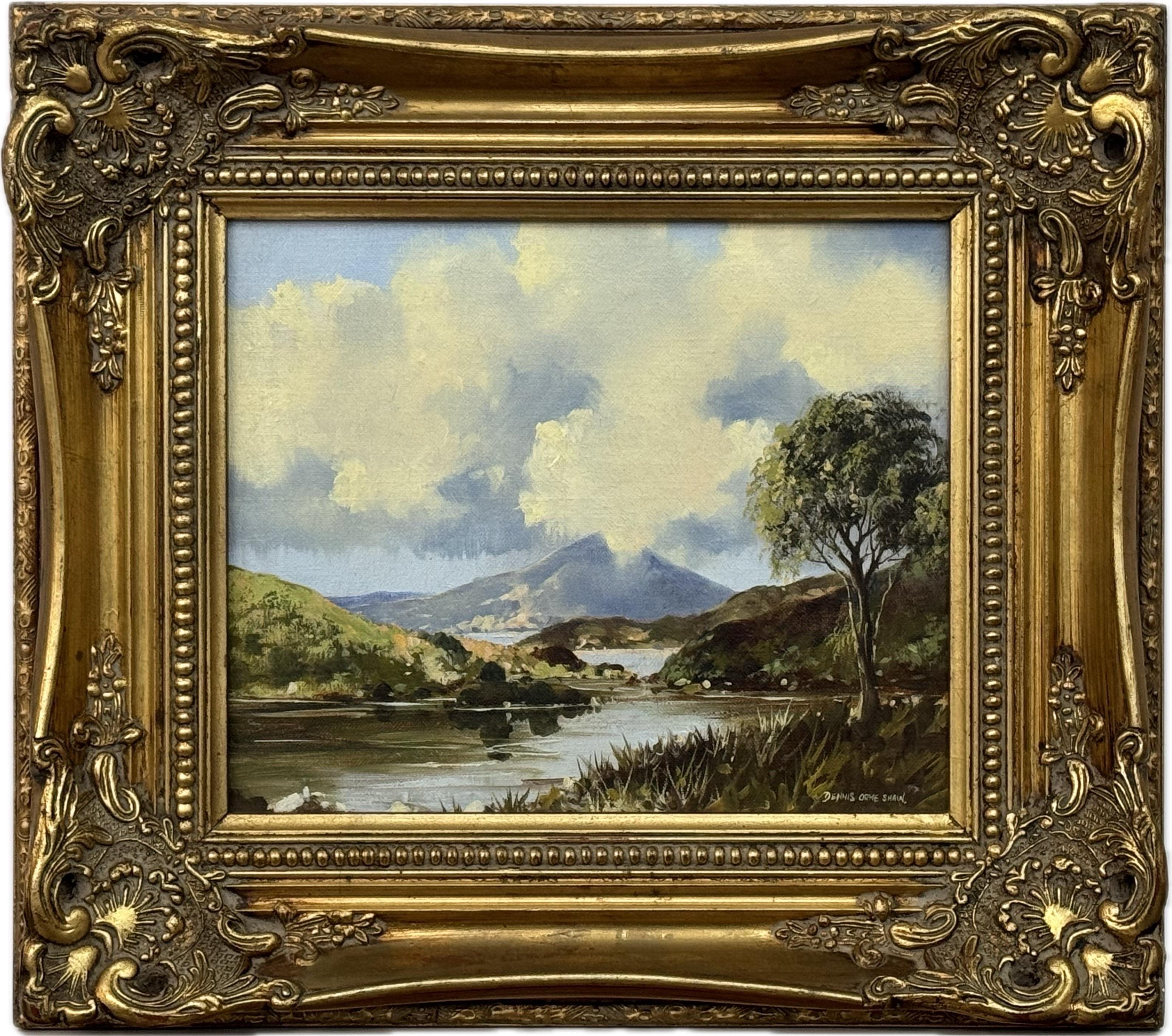 Landscape Painting di Dennis Orme Shaw - Montagna e lago nella campagna irlandese - Pittura ad olio di un artista nordirlandese