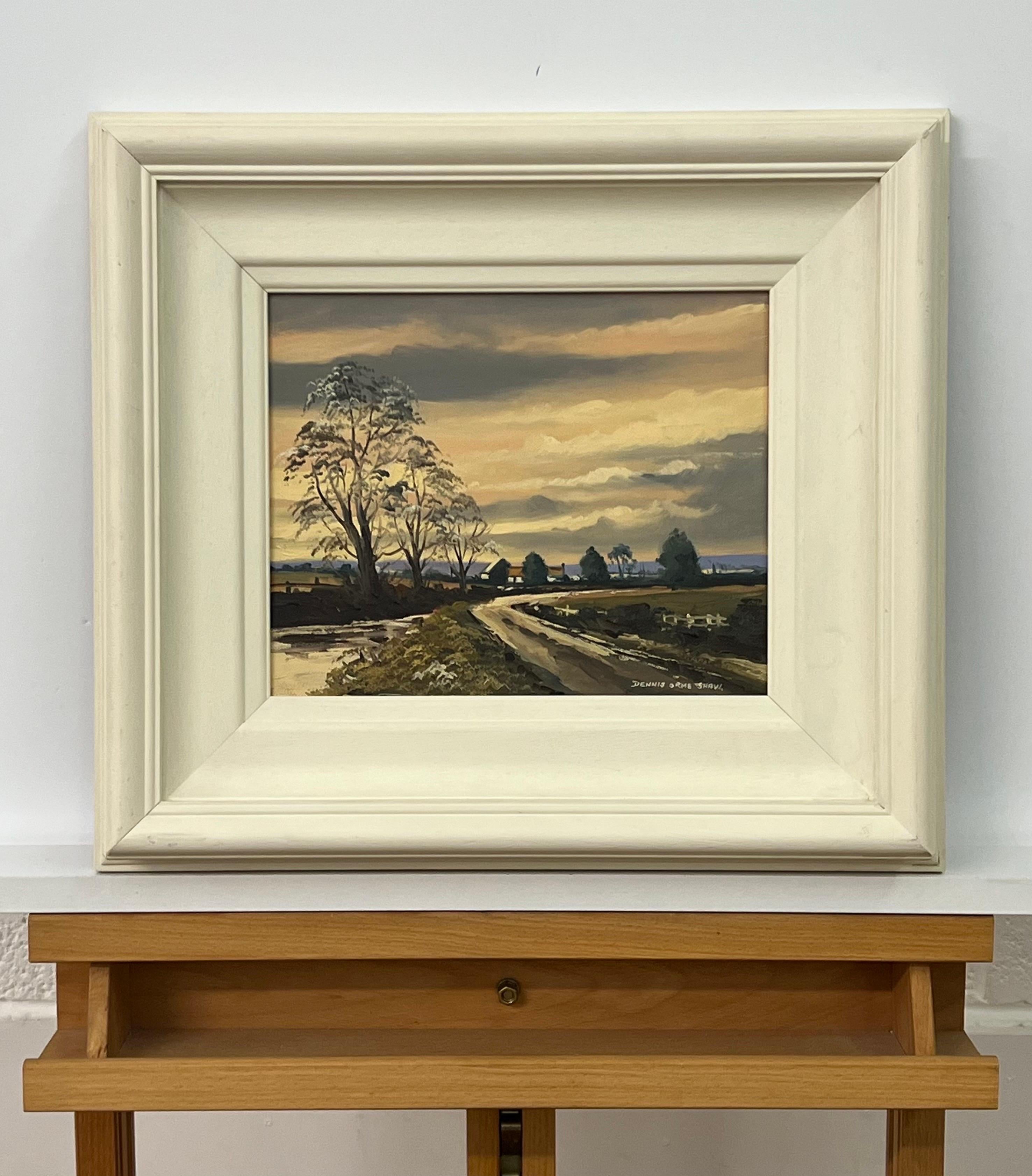 Sunset in Ireland Countryside - Original Oil Painting by Northern Irish Artist, Dennis Orme Shaw 

Art measures 10 x 8 inches 
Frame measures 16 x 14 inches 

Dennis Orme Shaw was born in Cookstown, Northern Ireland, in 1944. He studied at the
