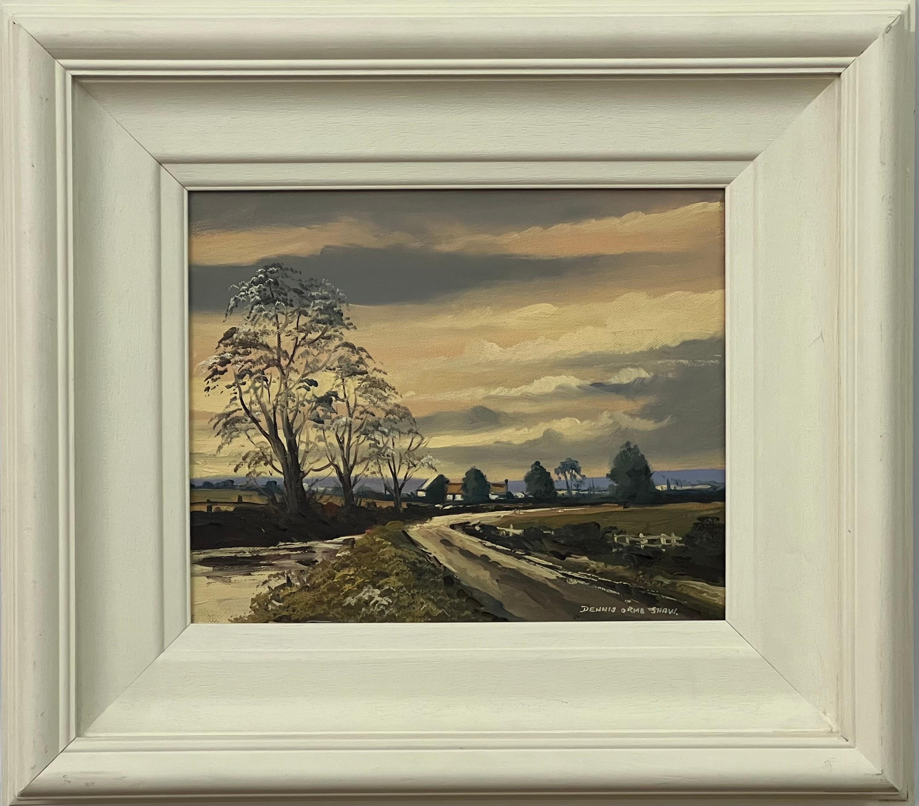 Dennis Orme Shaw Figurative Painting - Sunset in Ireland Countryside - Original Oil Painting by Northern Irish Artist