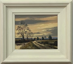 Vintage Sunset in Ireland Countryside - Original Oil Painting by Northern Irish Artist