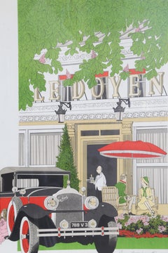 Ledoyen, Framed Art Deco Lithograph by Denis Paul Noyer