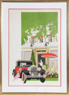 Retro Ledoyen, Framed Art Deco Lithograph by Denis Paul Noyer