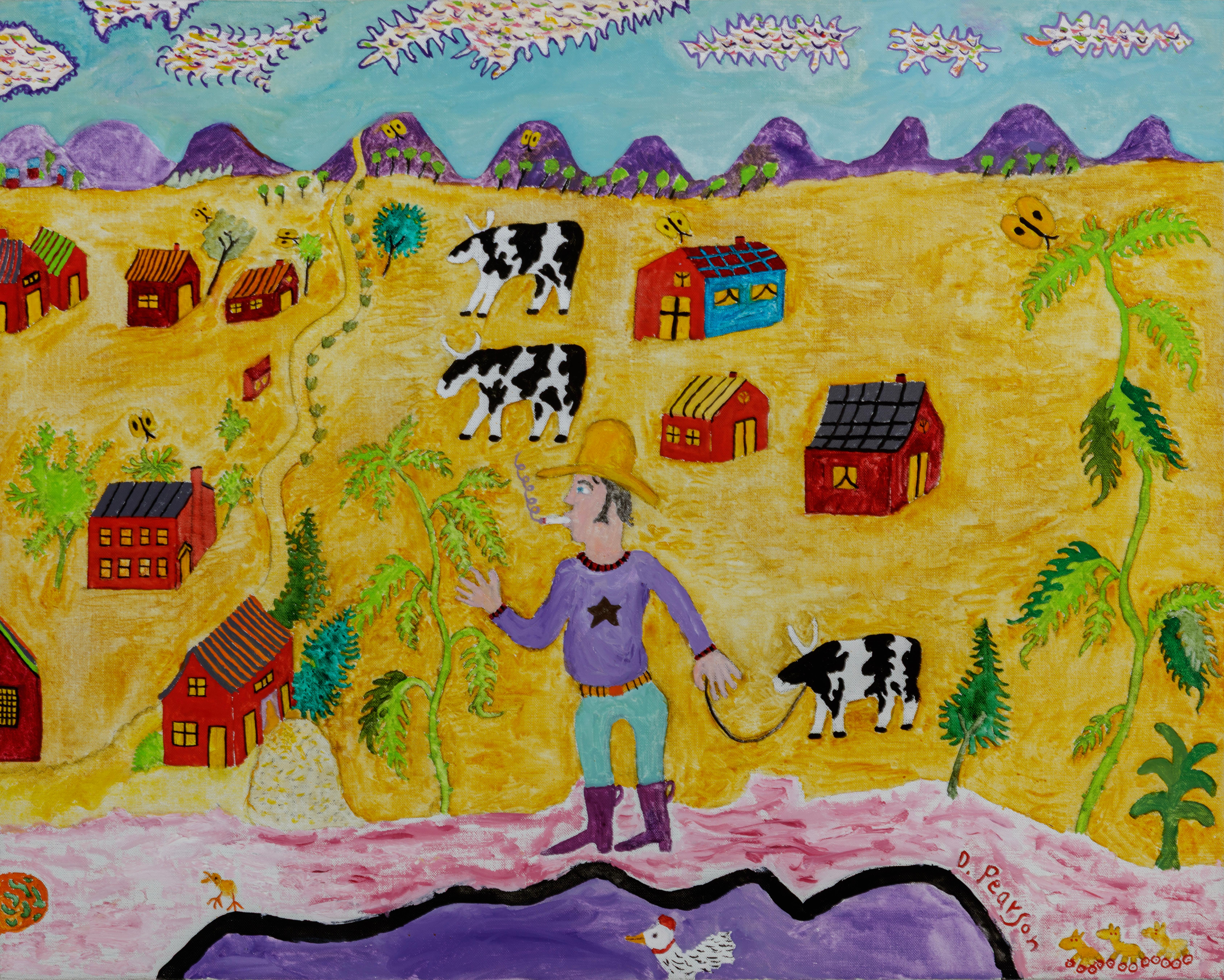 Landwirt Wachsender Topf – Painting von Dennis Pearson