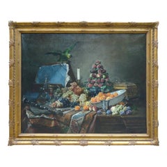 Antique Dennis Pierre Bergeret, Still Life with Parakeet