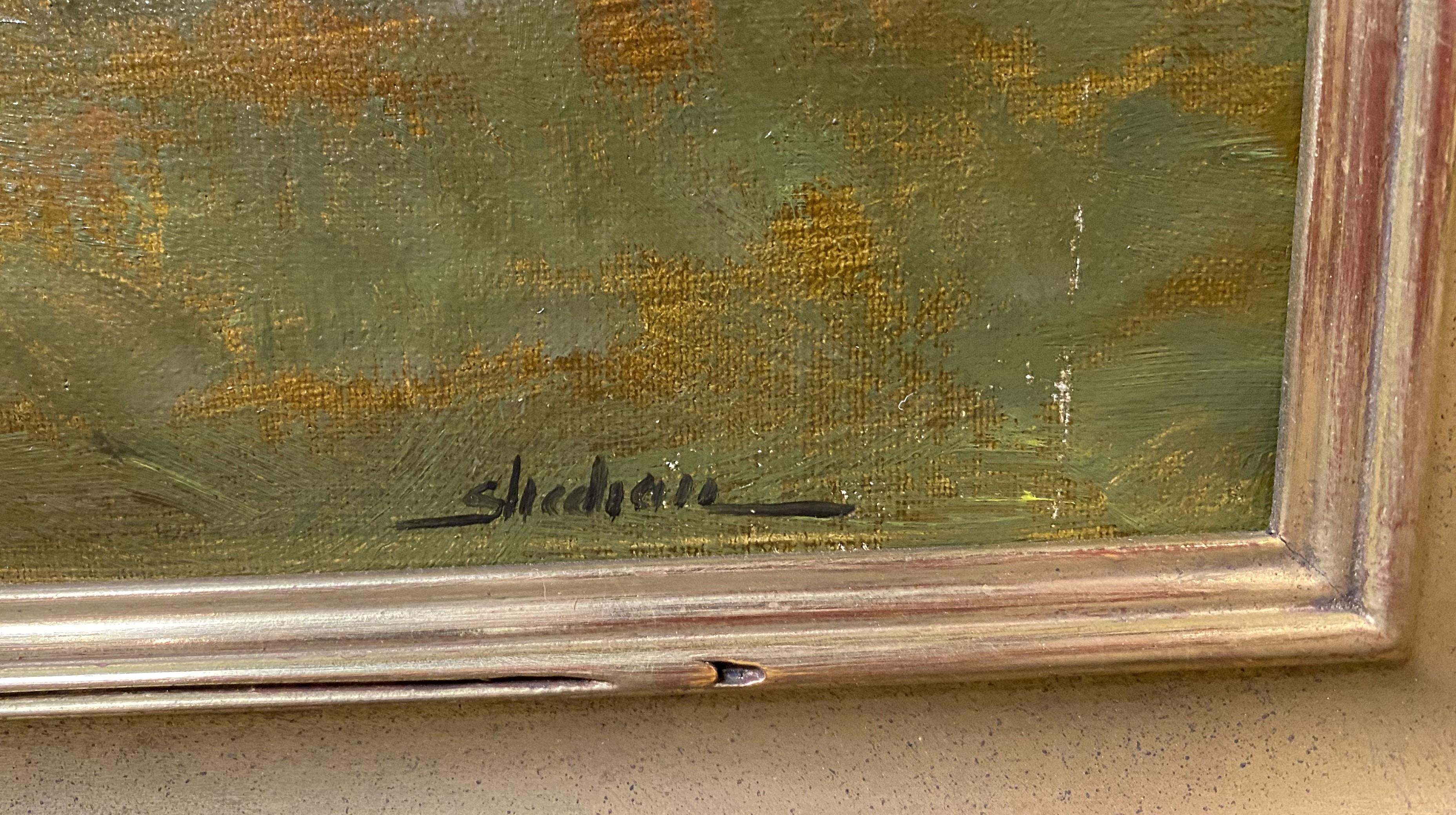Un paisaje tonalista muy bien ejecutado con una niña y sus ovejas, del artista contemporáneo estadounidense Dennis Sheehan (n. 1950). Sheehan nació en Boston, Massachusetts, y llegó a ser conocido como pintor tonalista al estilo de la Escuela de