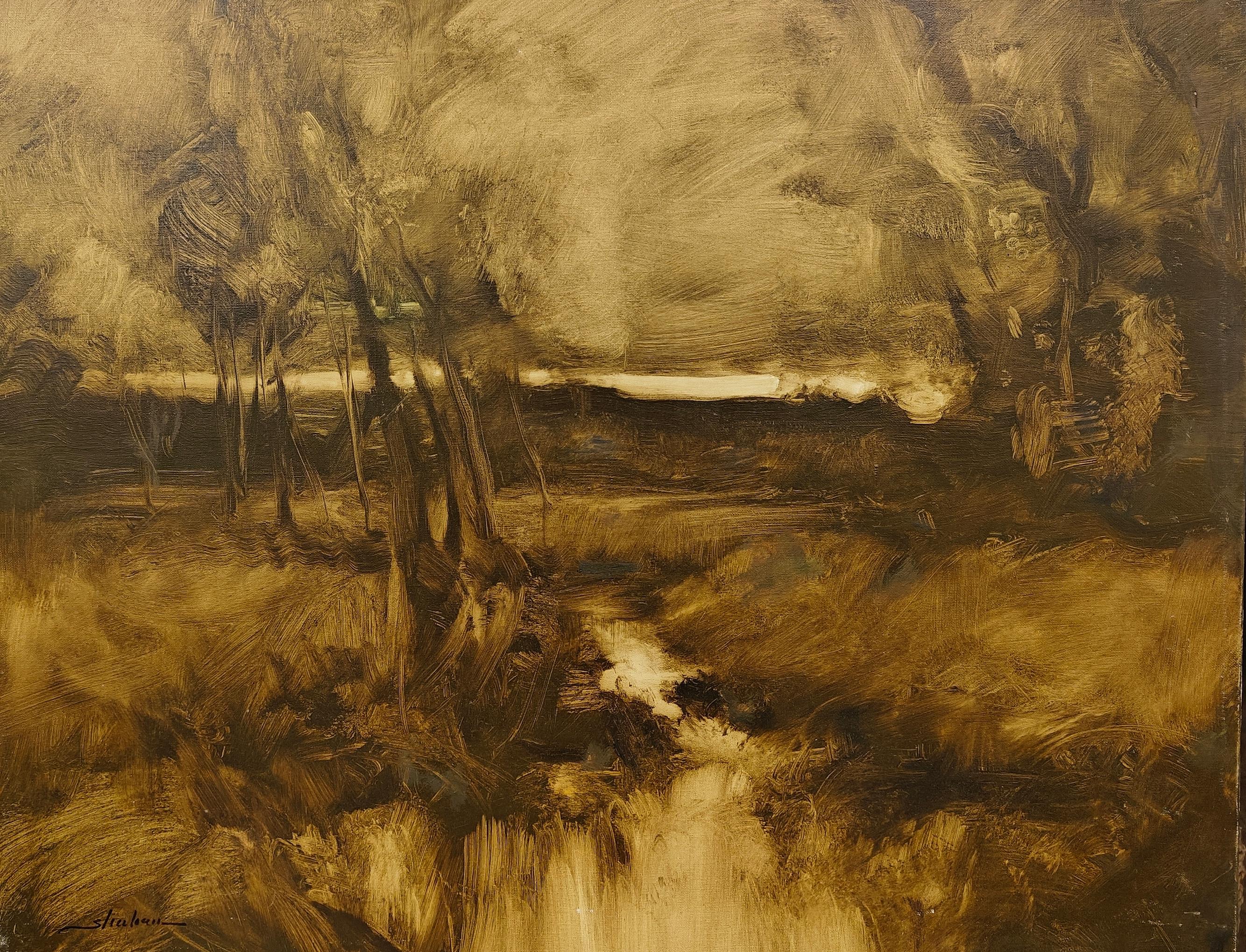 "Autumn Browns" Dennis Sheehan, Dark Fall Landscape, Evening Light, Skyscape