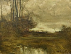 "Autumn Gusts" Dennis Sheehan, Cloudy Sky, Impressionist American Landscape