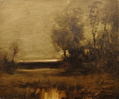 "Paesaggio autunnale" Dennis Sheehan, Tonalista, Luce della sera, palude, crepuscolo