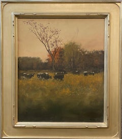 Vintage Autumn Landscape with Cows