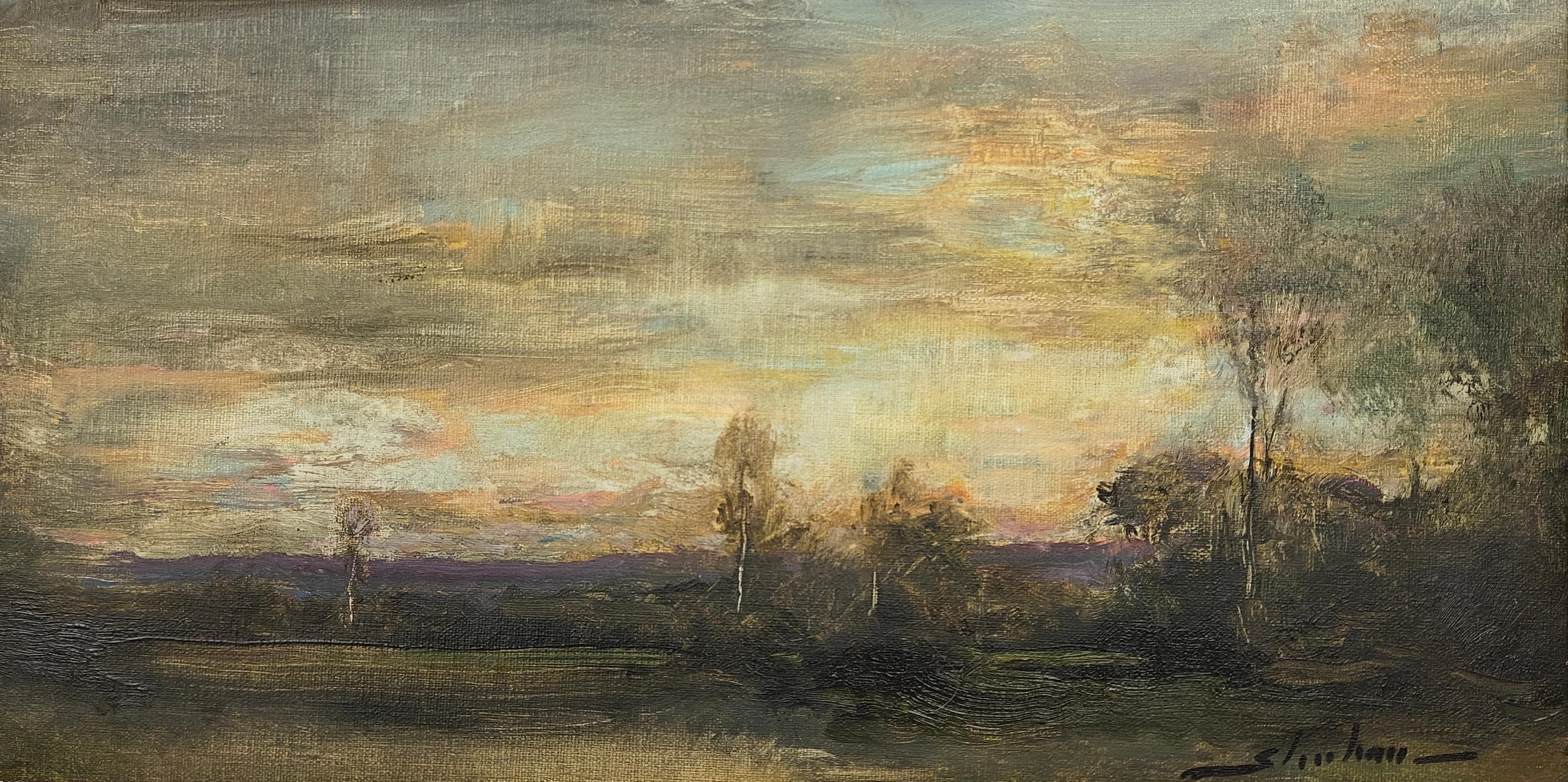 Dennis Sheehan
Autumn Sky, circa 2025
Signed lower right
Oil on canvas
7 1/4 x 14 inches


Dennis Sheehan was born in Boston in 1950. His work is based upon the Barbizon School with faithful adherence to his 19th century precursors. In the tradition