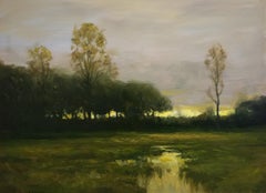 Dennis Sheehan, „Across the Marsh“, tonalistische Landschaft, Ölgemälde, 18x24 