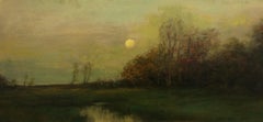 Dennis Sheehan, "Days End", 14x30 Dusk Landscape Oil Painting on Canvas