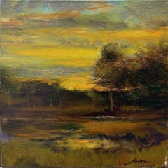 Dennis Sheehan, "Evening
s Embrace" 12x12 Dusk Landscape Oil Painting