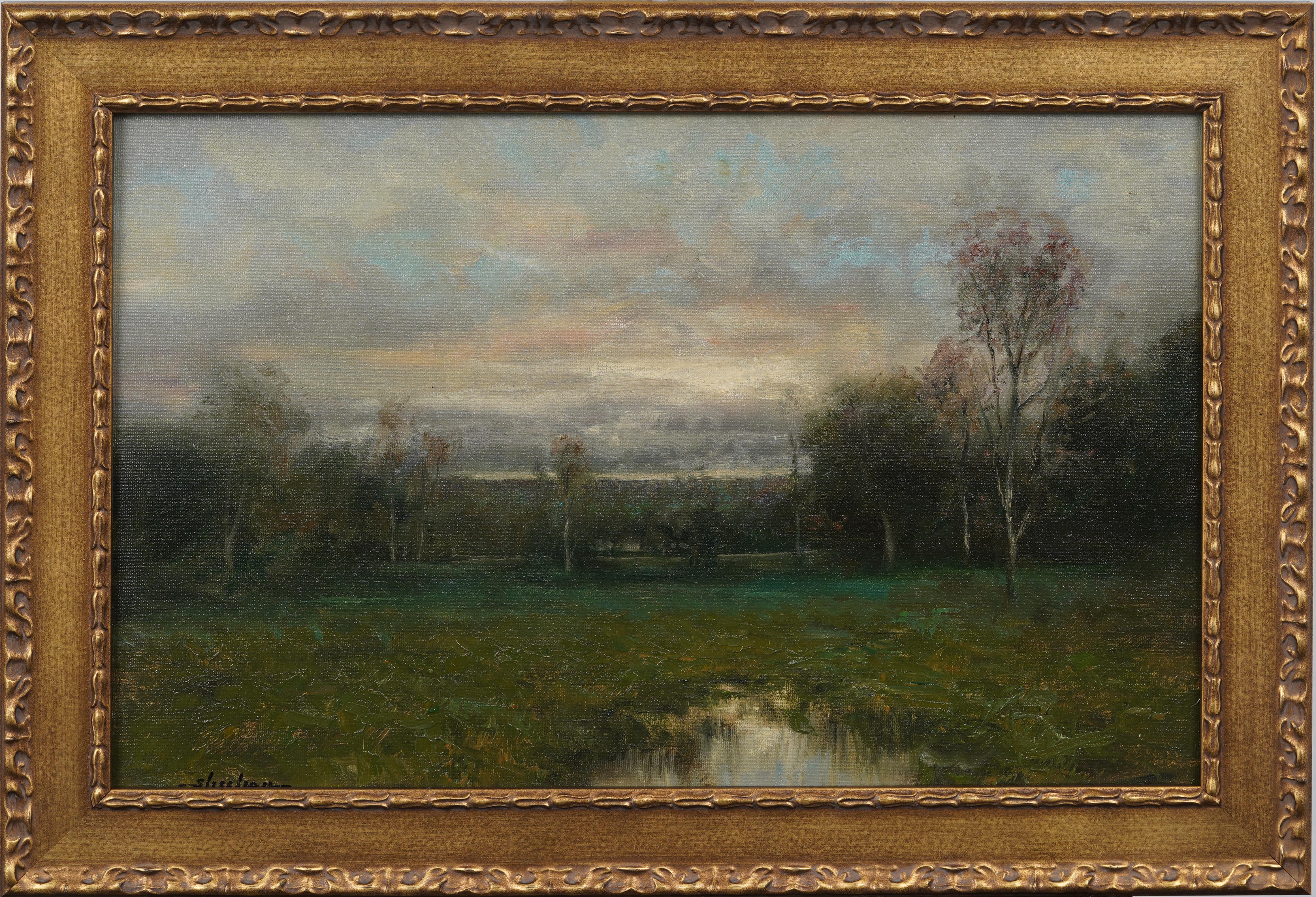 Dennis Sheehan Signed b.1950 Vintage American Sunset Tonalist Landscape Painting