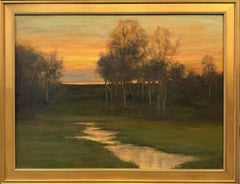 Dennis Sheehan, pittura ad olio di paesaggio tonalista, Oro del crepuscolo