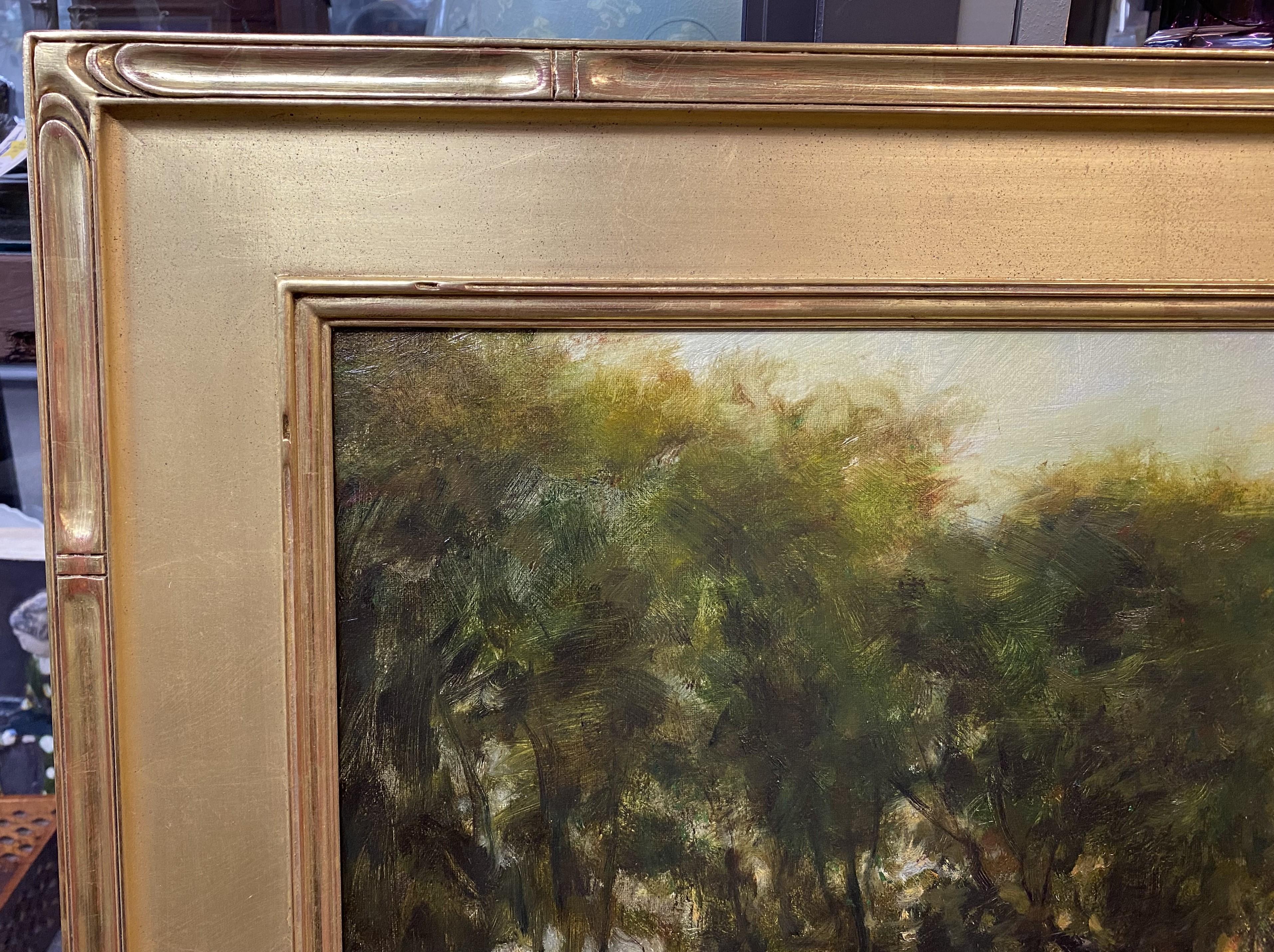 Dennis Sheehan Paisaje tonalista Pintura al óleo, Crepúsculo sobre el pantano en venta 5