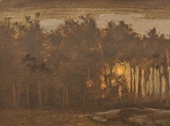 "Glowing Tree Line" Dennis Sheehan, Sonnenuntergang im Wald, Tonalist, Sublime