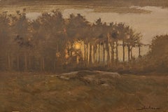 "Glowing Tree Line" Dennis Sheehan, Sonnenuntergang im Wald, Tonalist, Sublime