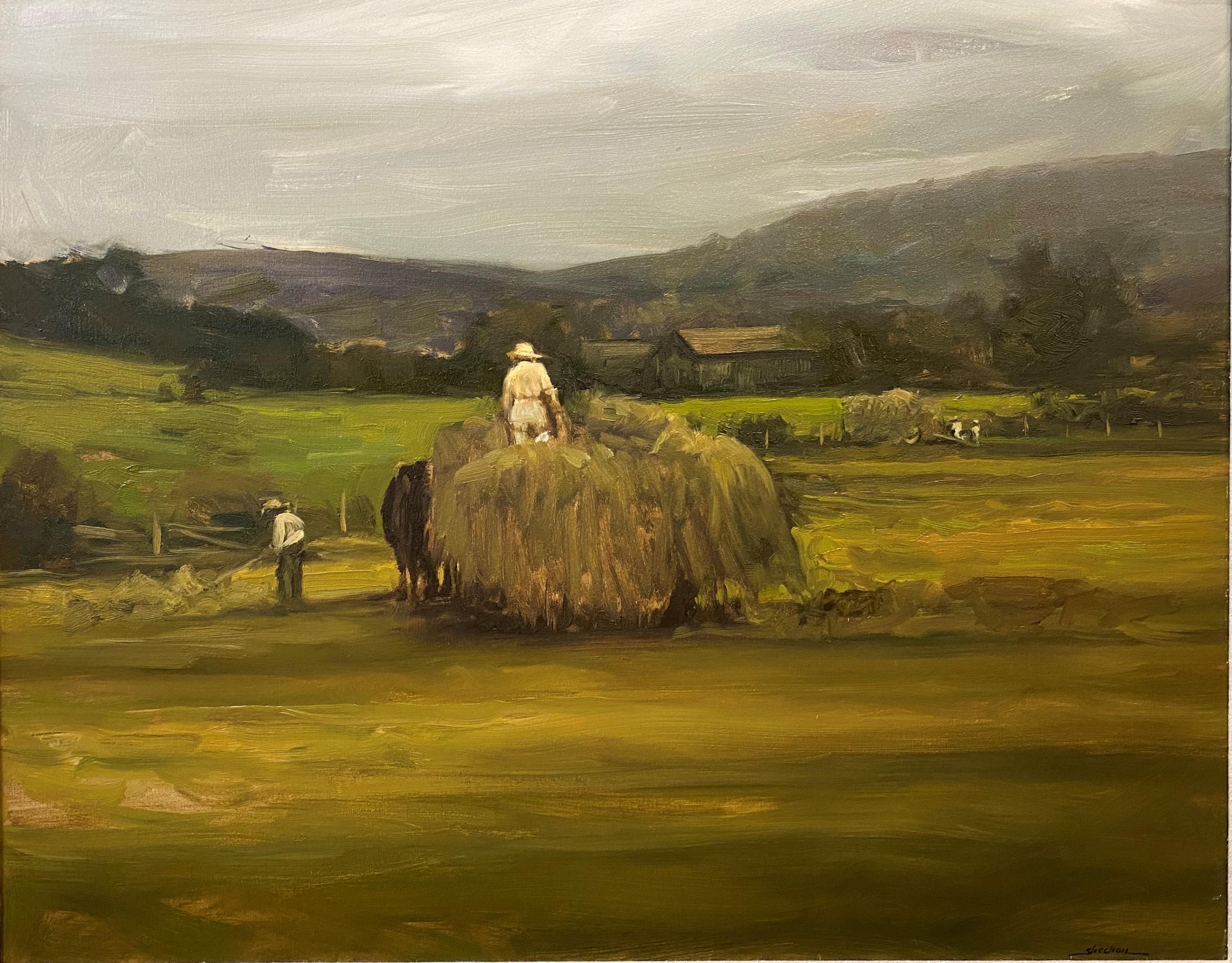 Harvest, Approaching Storm - Painting by Dennis Sheehan